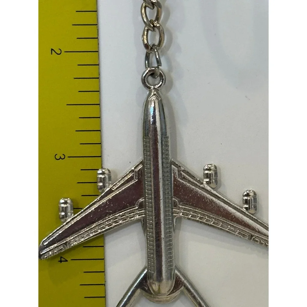 Vintage Silver Airplane Keychain Bottle Opener Aviation Pilot Travel Accessory